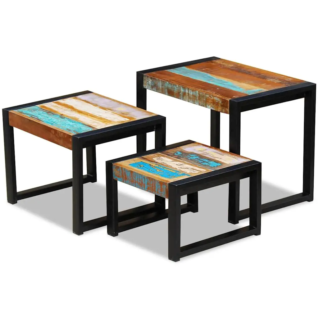 Three Piece Nesting Tables in Solid Reclaimed Wood