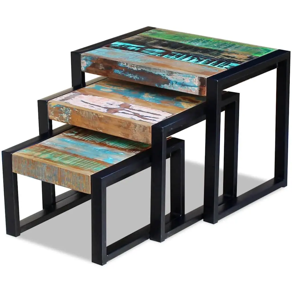Three Piece Nesting Tables in Solid Reclaimed Wood