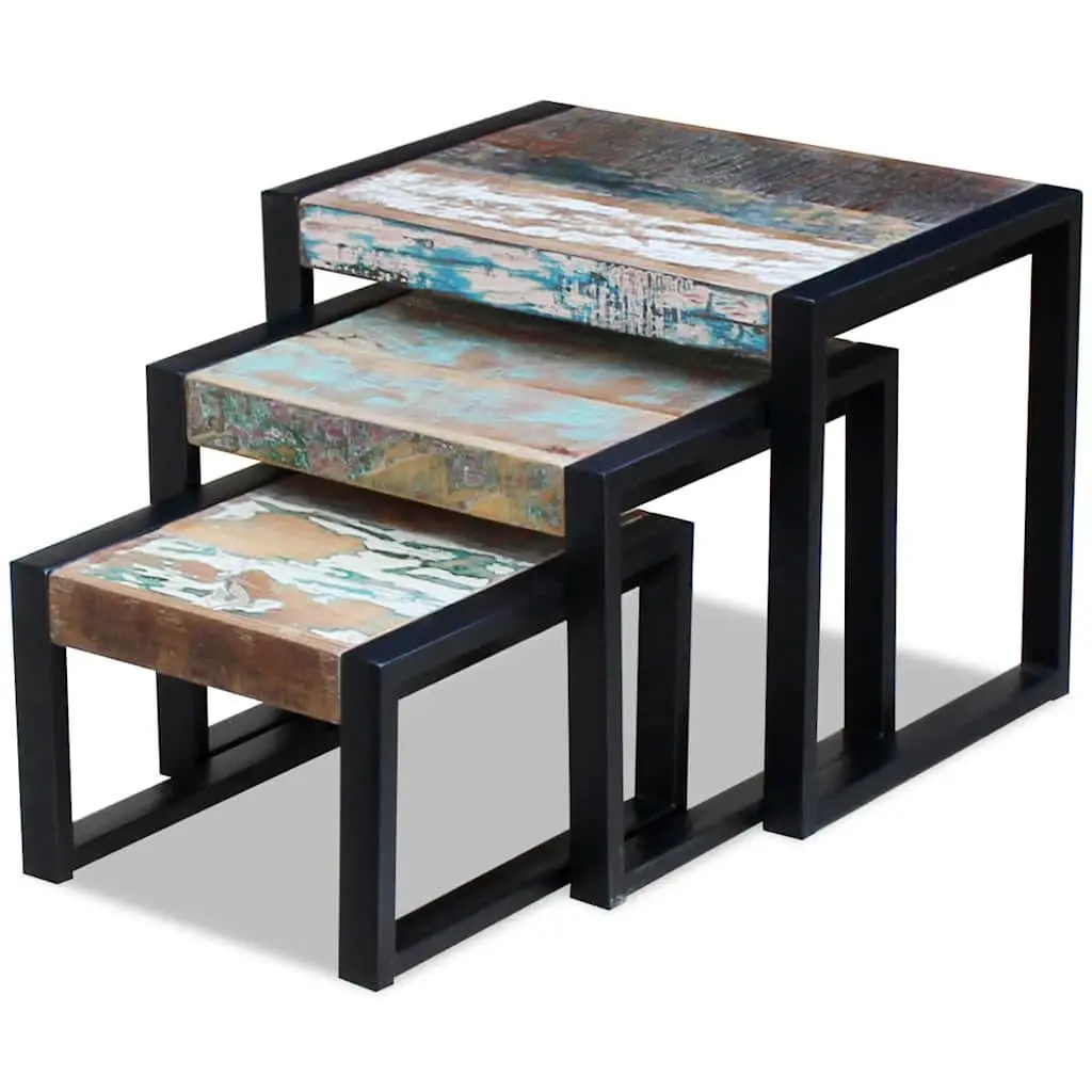 Three Piece Nesting Tables in Solid Reclaimed Wood