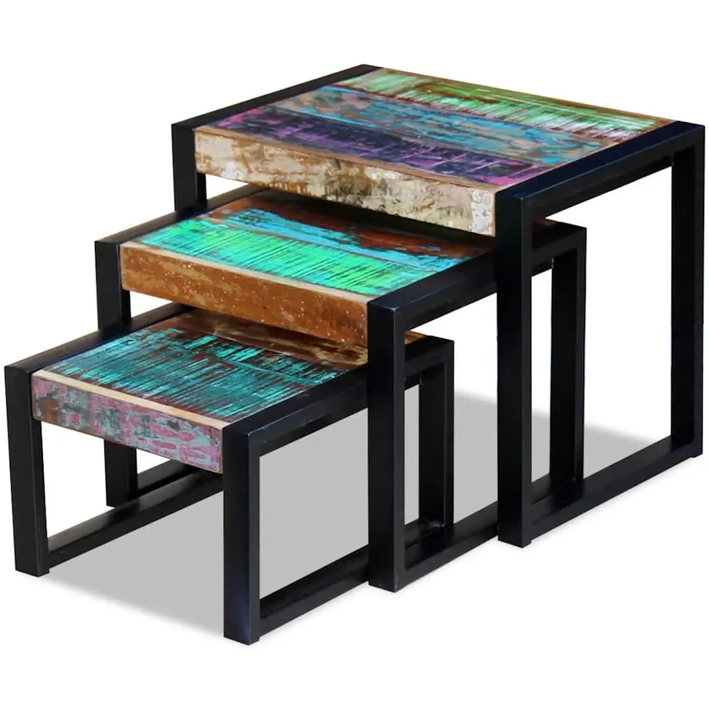 Three Piece Nesting Tables in Solid Reclaimed Wood
