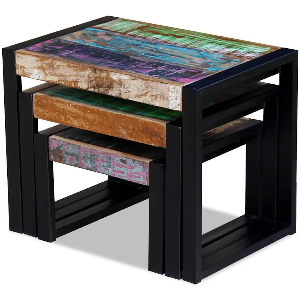 Three Piece Nesting Tables in Solid Reclaimed Wood
