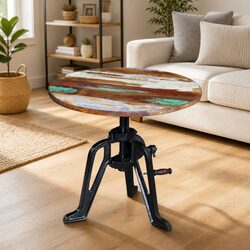 Adjustable Height End Table in Reclaimed Wood