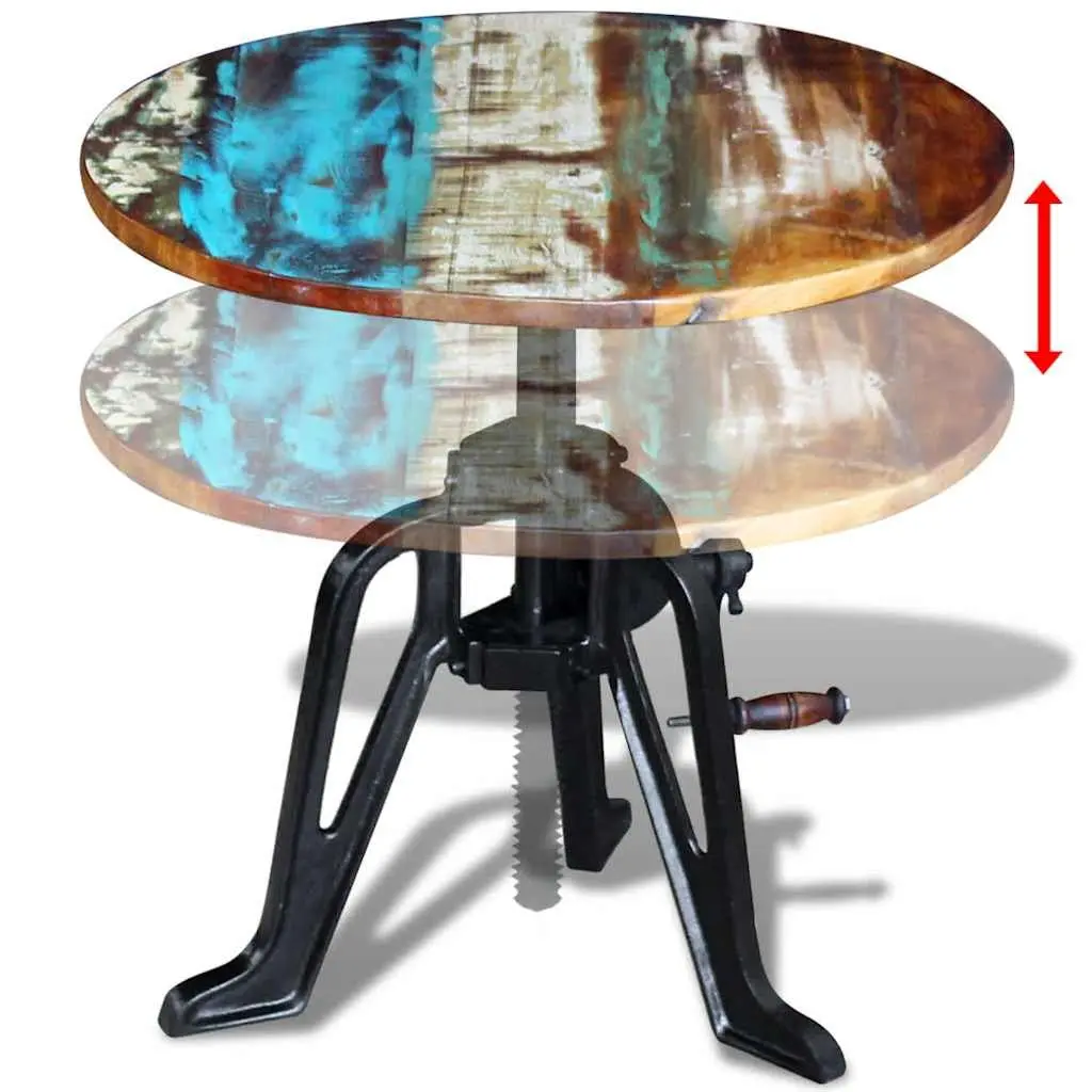 Adjustable Height End Table in Reclaimed Wood