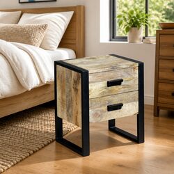 Warm Brown Side Table with 2 Drawers for Any Room