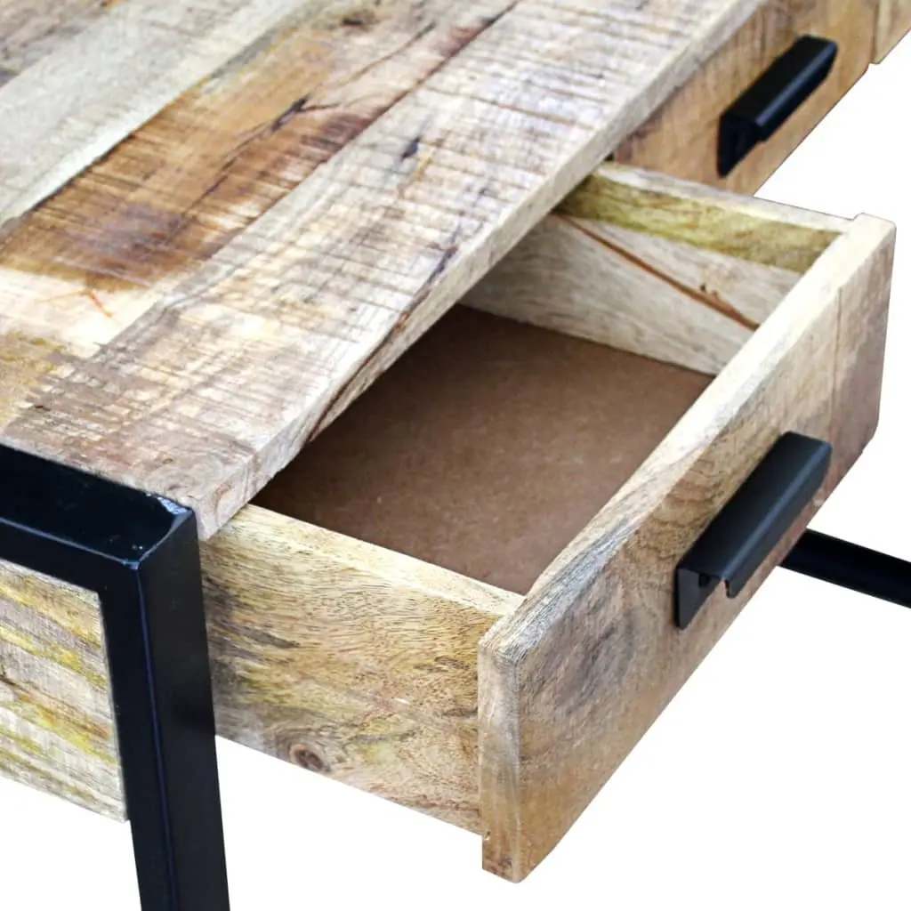 Console Table with 3 Drawers Solid Mango Wood Industrial Style End Table