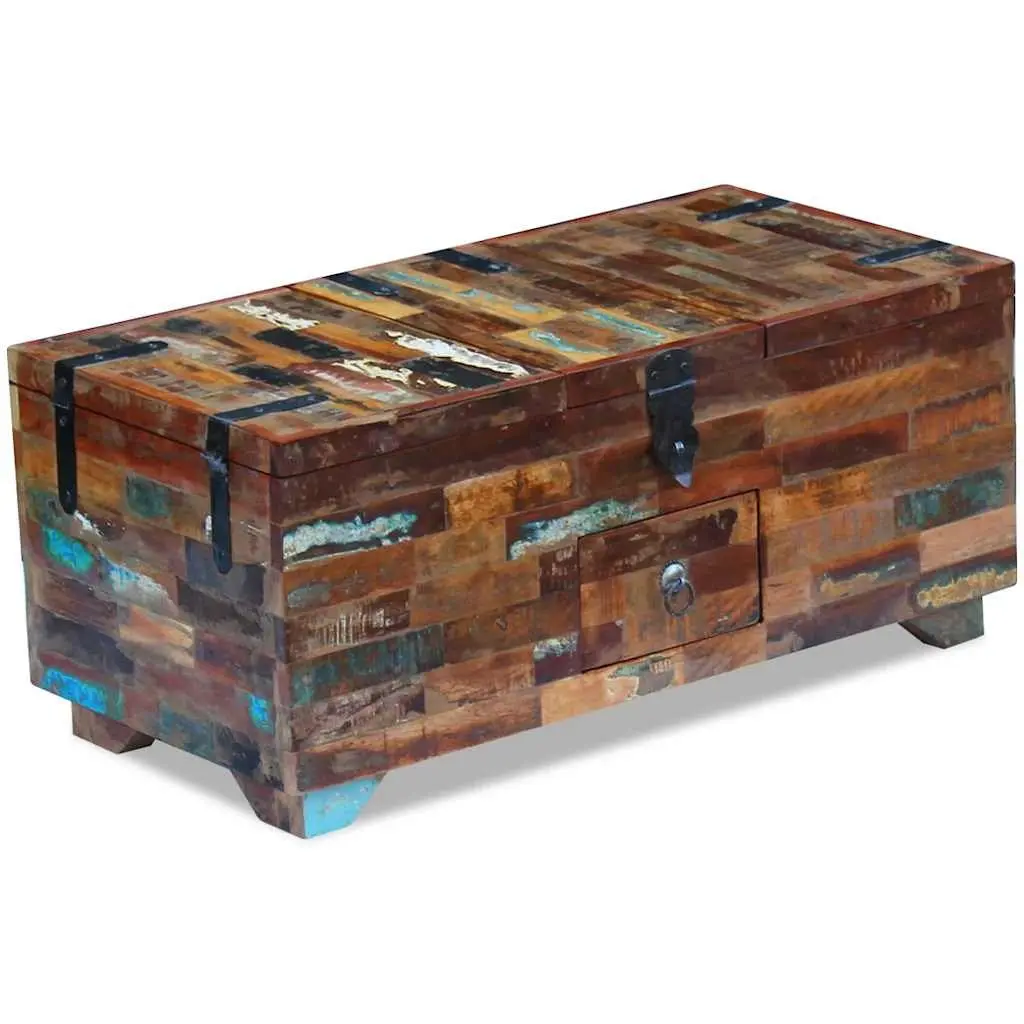 Coffee Table Chest Box Antique Style Brown 80x40x35cm Solid Reclaimed Wood