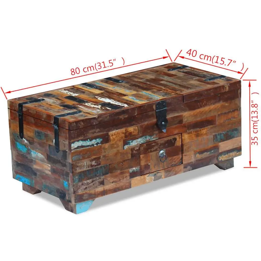Coffee Table Chest Box Antique Style Brown 80x40x35cm Solid Reclaimed Wood
