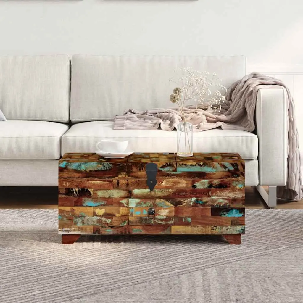 Coffee Table Chest Box Antique Style Brown 80x40x35cm Solid Reclaimed Wood