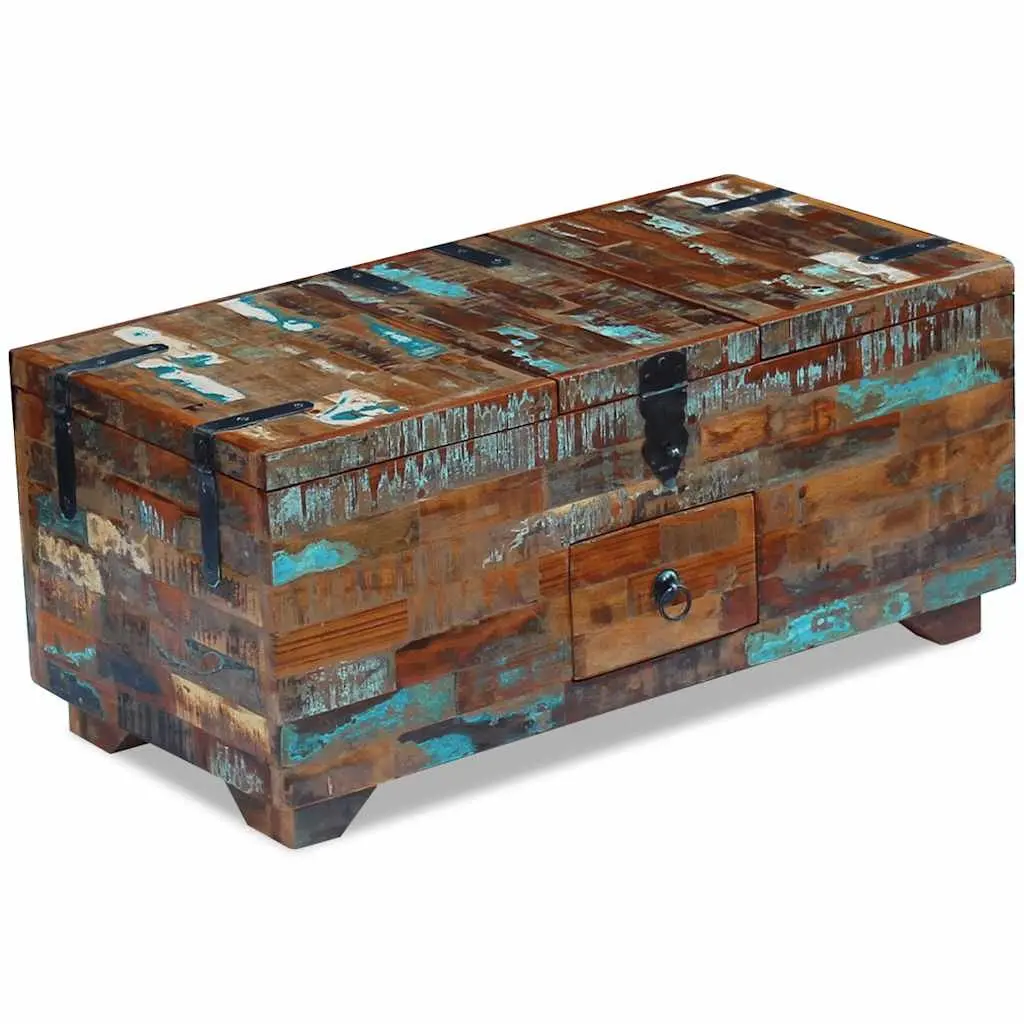Coffee Table Chest Box Antique Style Brown 80x40x35cm Solid Reclaimed Wood