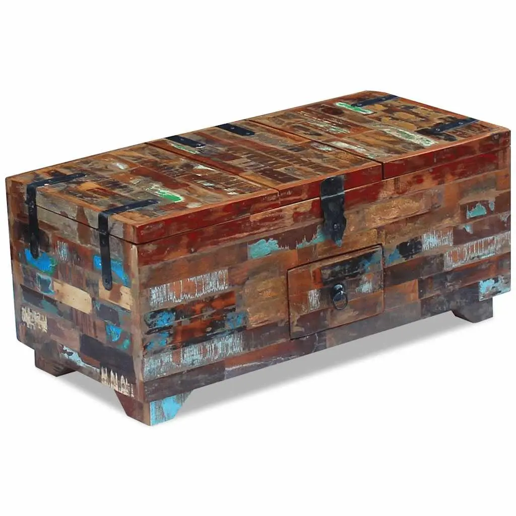 Coffee Table Chest Box Antique Style Brown 80x40x35cm Solid Reclaimed Wood