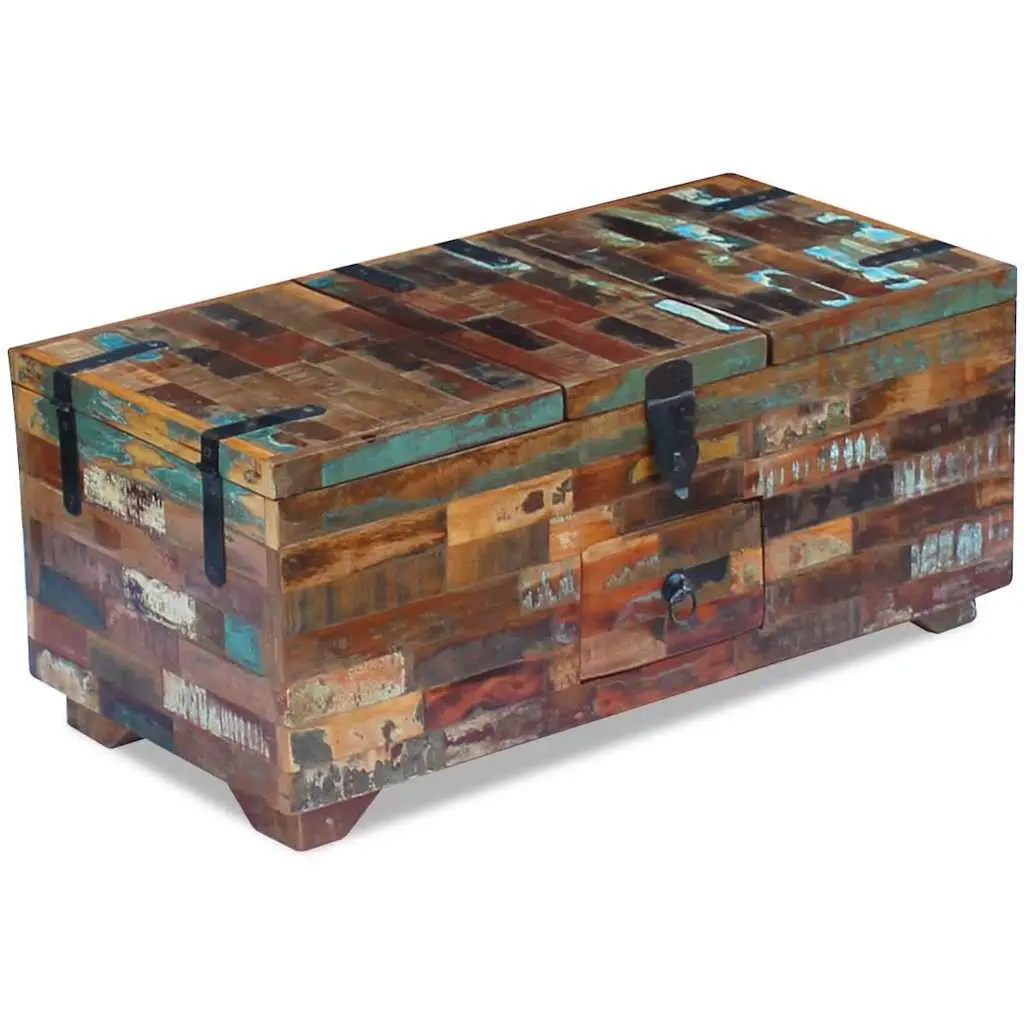 Coffee Table Chest Box Antique Style Brown 80x40x35cm Solid Reclaimed Wood