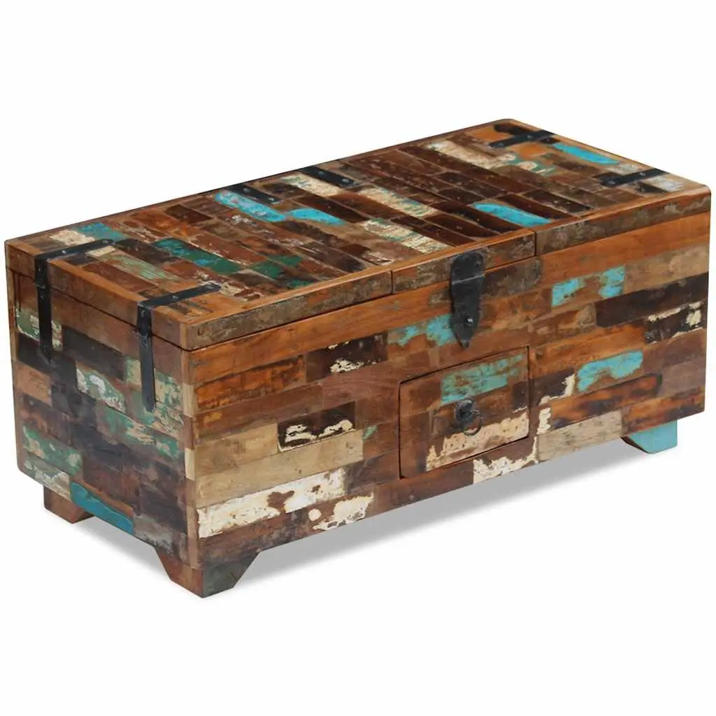 Coffee Table Chest Box Antique Style Brown 80x40x35cm Solid Reclaimed Wood