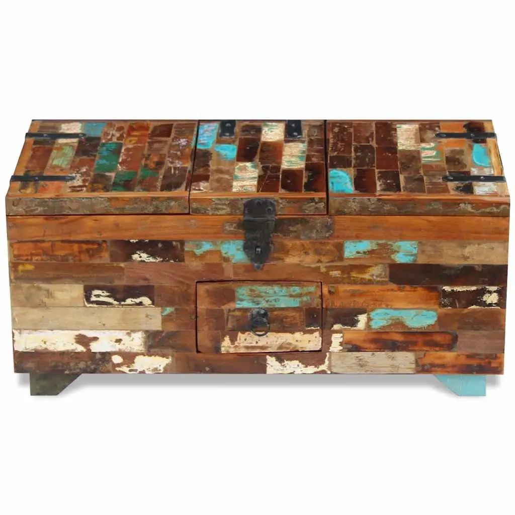 Coffee Table Chest Box Antique Style Brown 80x40x35cm Solid Reclaimed Wood