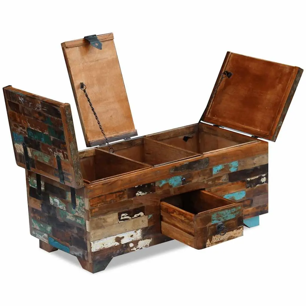 Coffee Table Chest Box Antique Style Brown 80x40x35cm Solid Reclaimed Wood