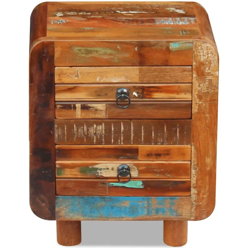 Solid Reclaimed Wood Nightstand with 2 Drawers in Brown
