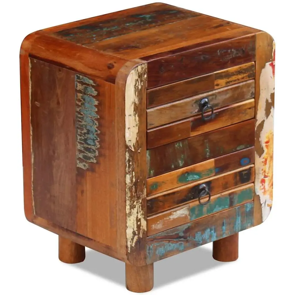 Solid Reclaimed Wood Nightstand with 2 Drawers in Brown