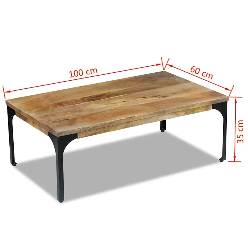 Wooden Coffee Table Brown 100x60x35 cm Mango Wood Living Room Accent Side End Couch Table