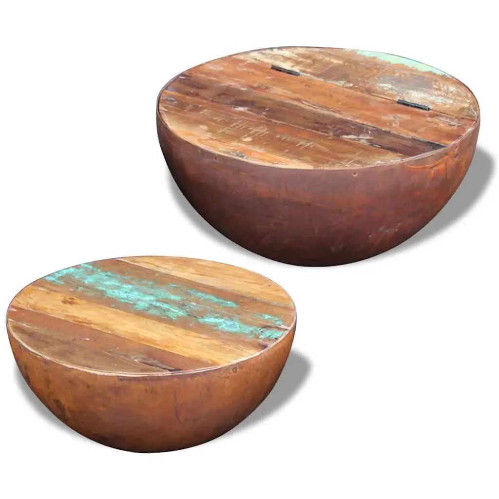 Bowl Shaped Coffee Table Set in Reclaimed Wood