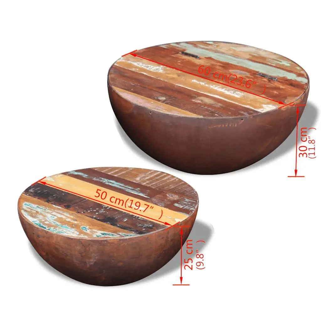 Bowl Shaped Coffee Table Set in Reclaimed Wood