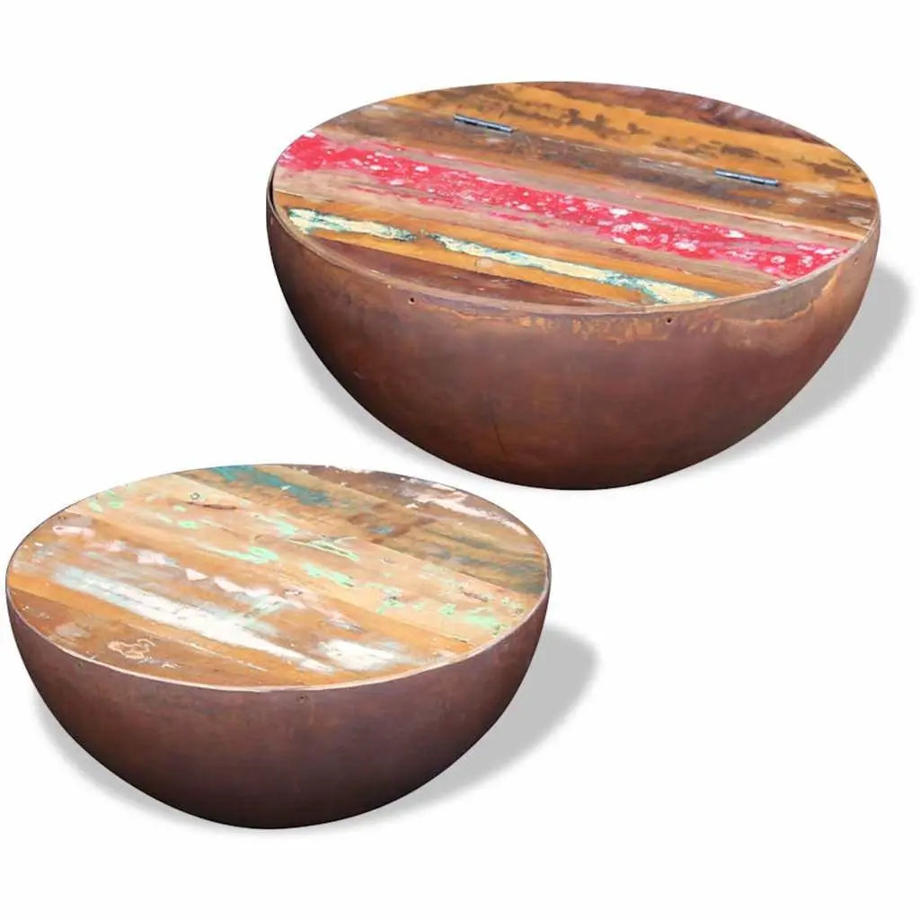 Bowl Shaped Coffee Table Set in Reclaimed Wood