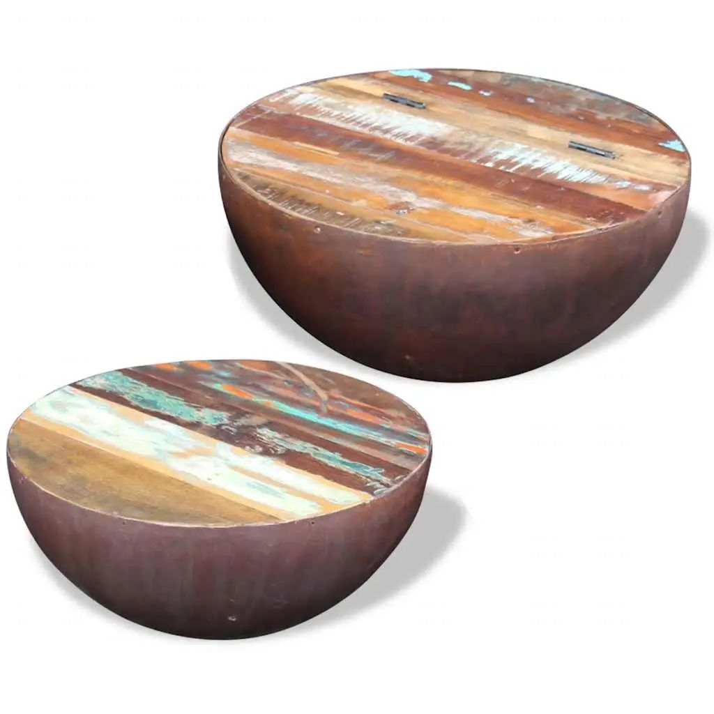 Bowl Shaped Coffee Table Set in Reclaimed Wood