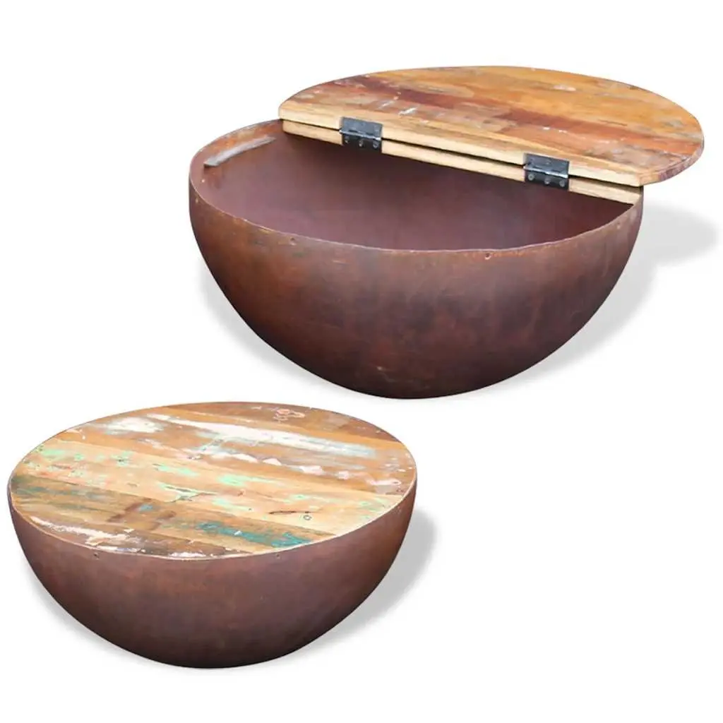 Bowl Shaped Coffee Table Set in Reclaimed Wood