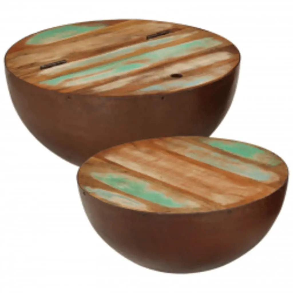 Bowl Shaped Coffee Table Set in Reclaimed Wood