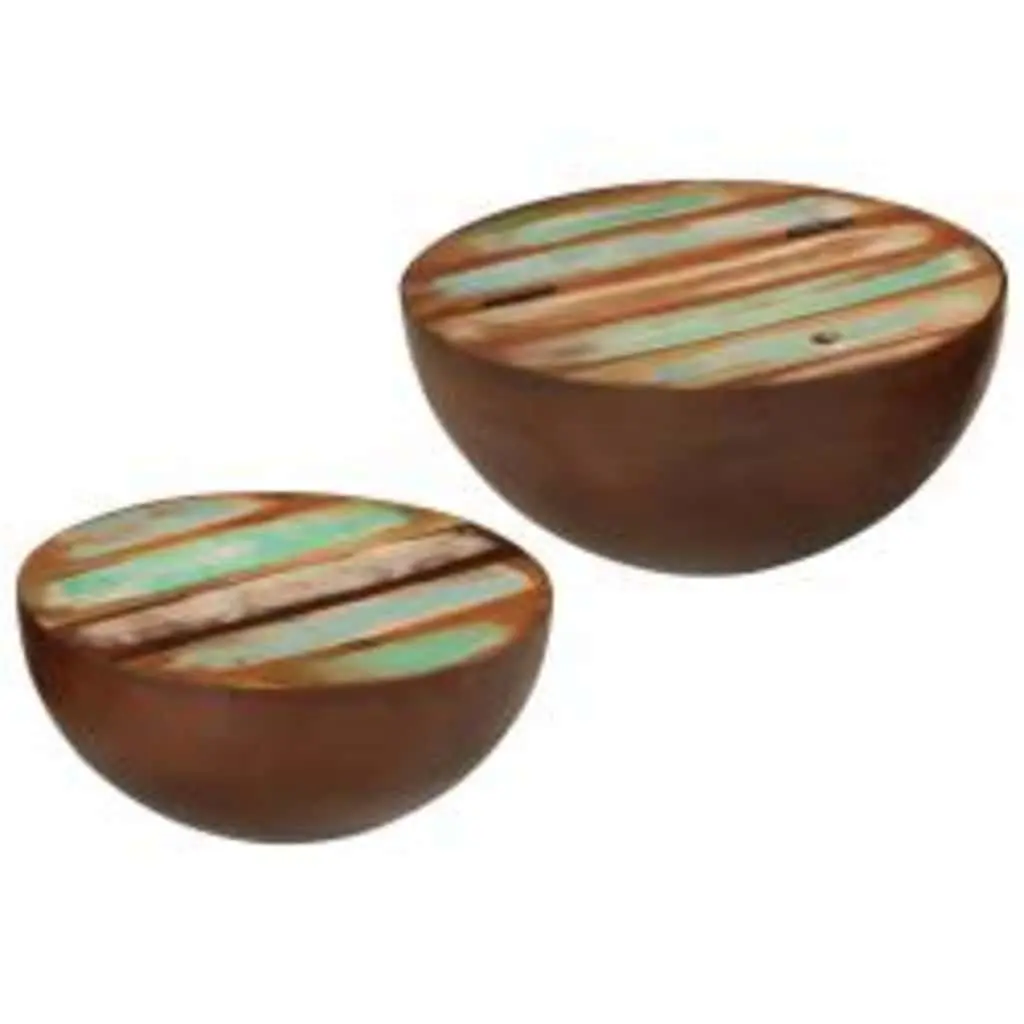 Bowl Shaped Coffee Table Set in Reclaimed Wood