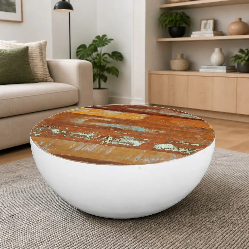 Bowl Shaped Coffee Table in Solid Reclaimed Wood