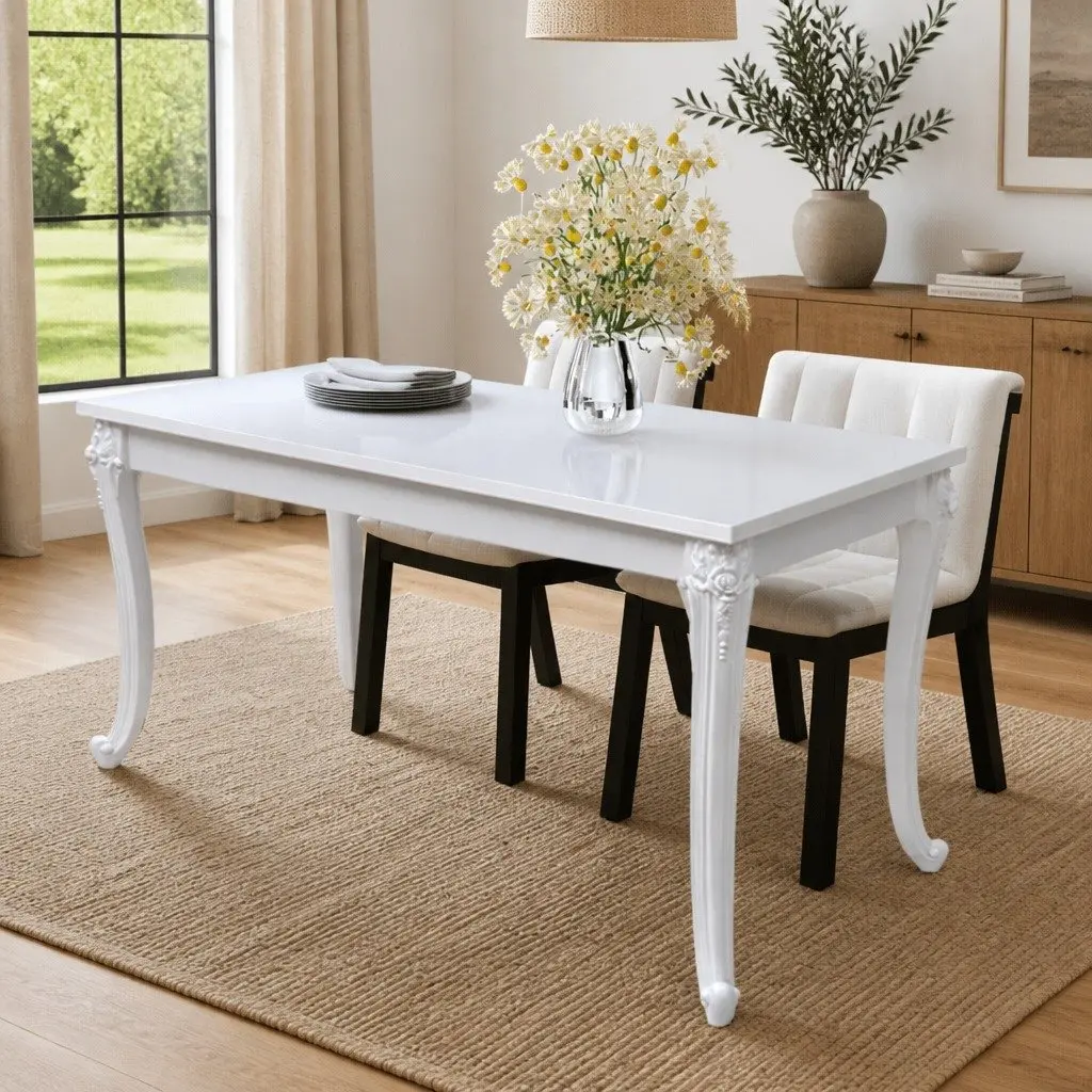 Dining Table High Gloss White 116x66x76 cm MDF Plastic