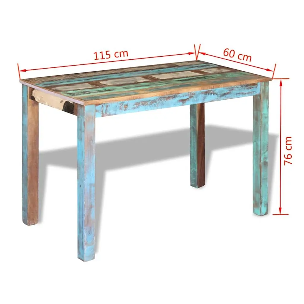 Dining Table Antique Style 115 x 60 x 76 cm Solid Reclaimed Wood