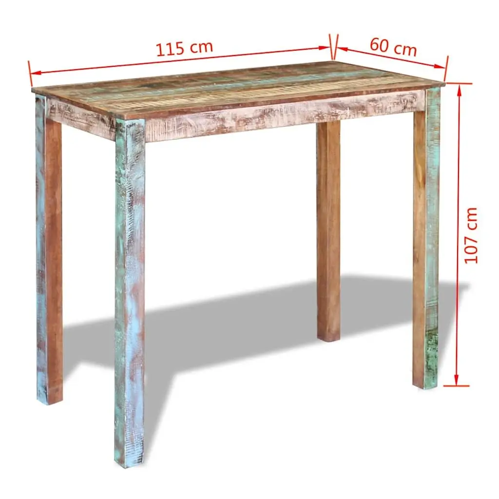Bar Table Antique Style 115 x 60 x 107 cm Solid Reclaimed Wood