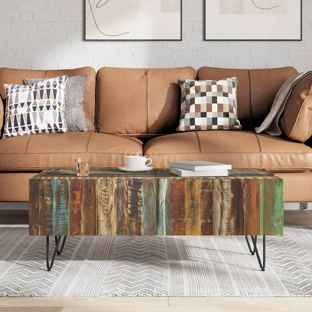 Coffee Table Solid Reclaimed Wood Living Room Accent Furniture Handmade Retro