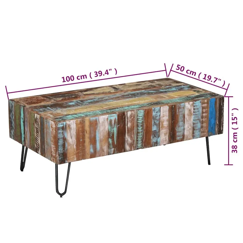 Coffee Table Solid Reclaimed Wood Living Room Accent Furniture Handmade Retro