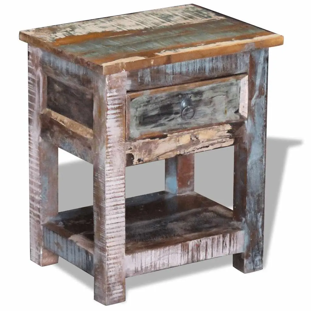Solid Reclaimed Wood End Table with Drawer