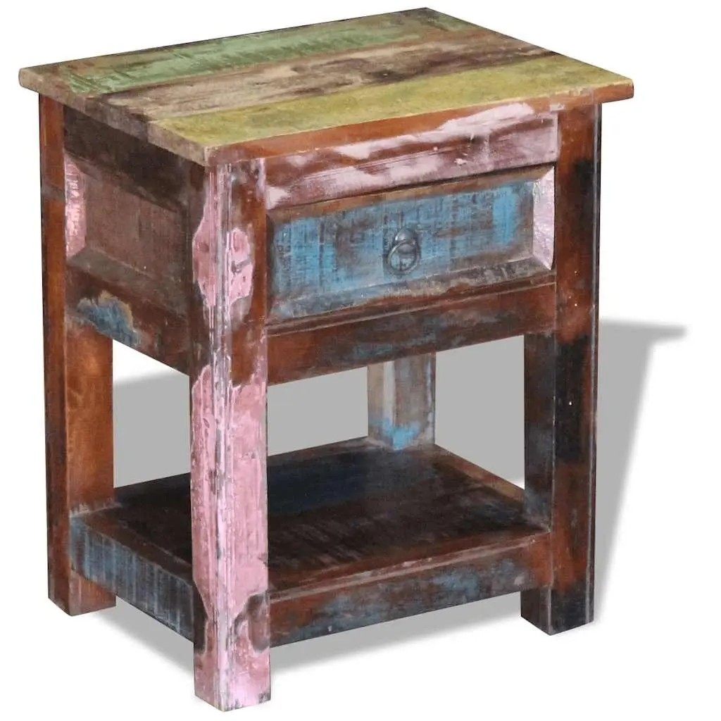 Solid Reclaimed Wood End Table with Drawer