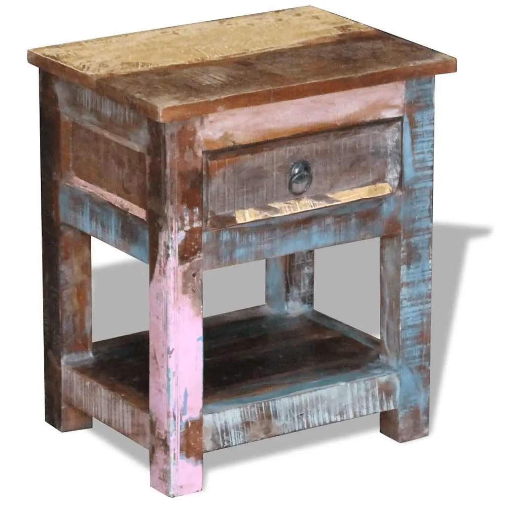 Solid Reclaimed Wood End Table with Drawer