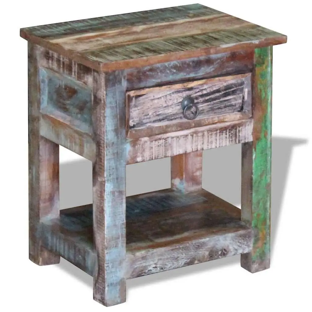 Solid Reclaimed Wood End Table with Drawer
