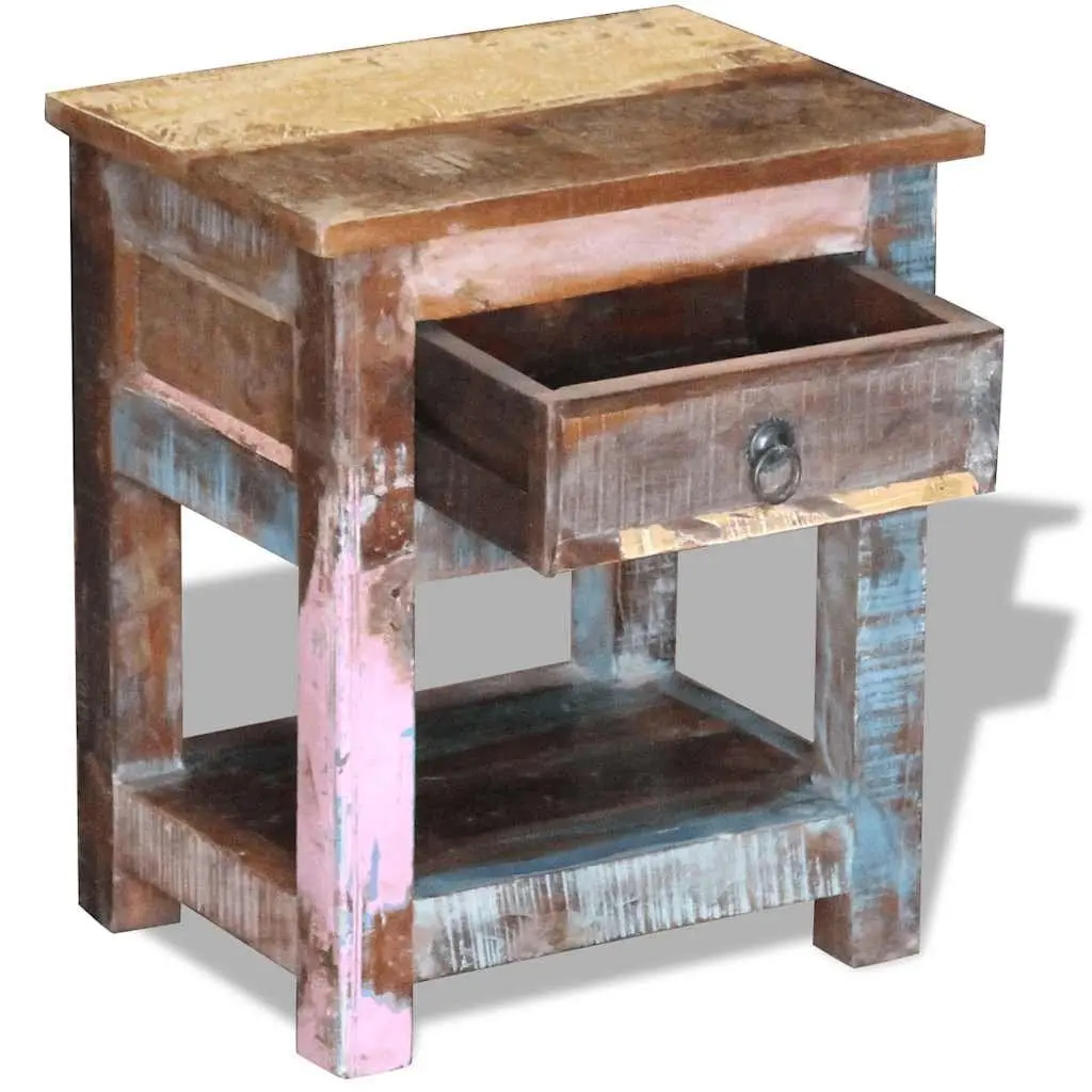 Solid Reclaimed Wood End Table with Drawer