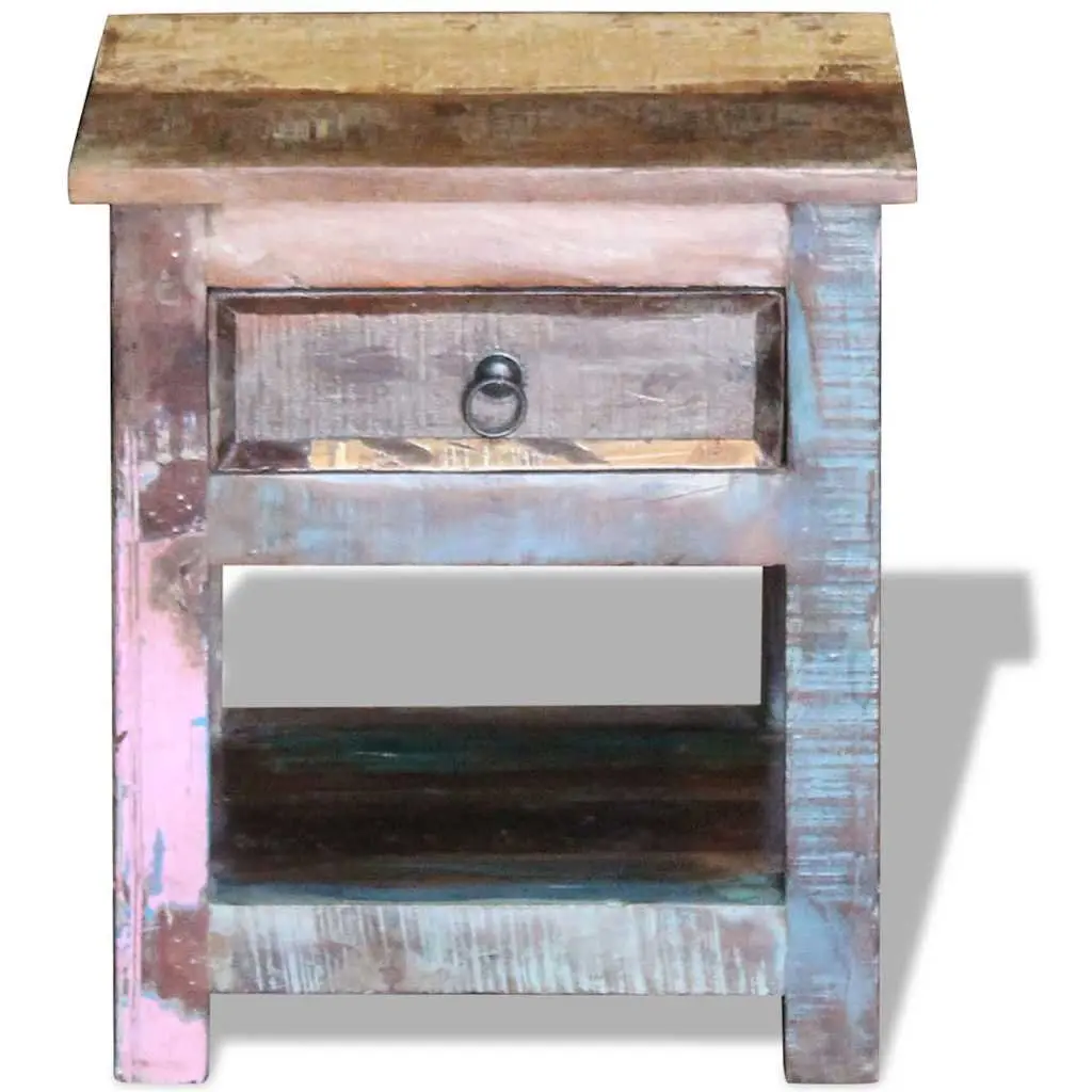 Solid Reclaimed Wood End Table with Drawer