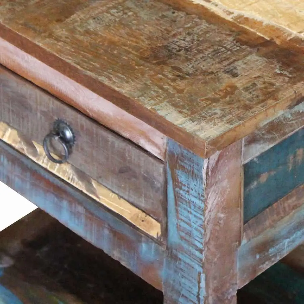 Solid Reclaimed Wood End Table with Drawer
