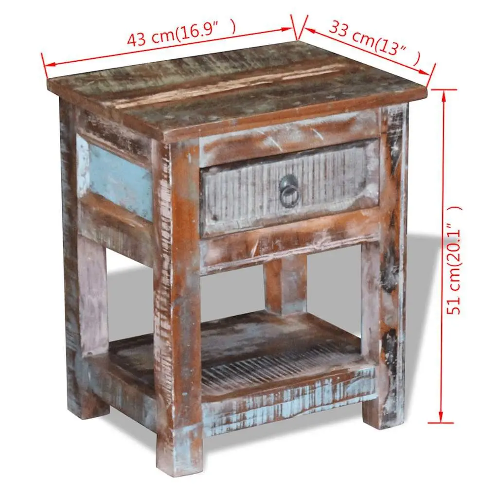 Solid Reclaimed Wood End Table with Drawer