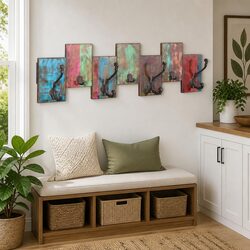 Reclaimed Wood Coat Rack with 7 Hooks for Cozy Spaces
