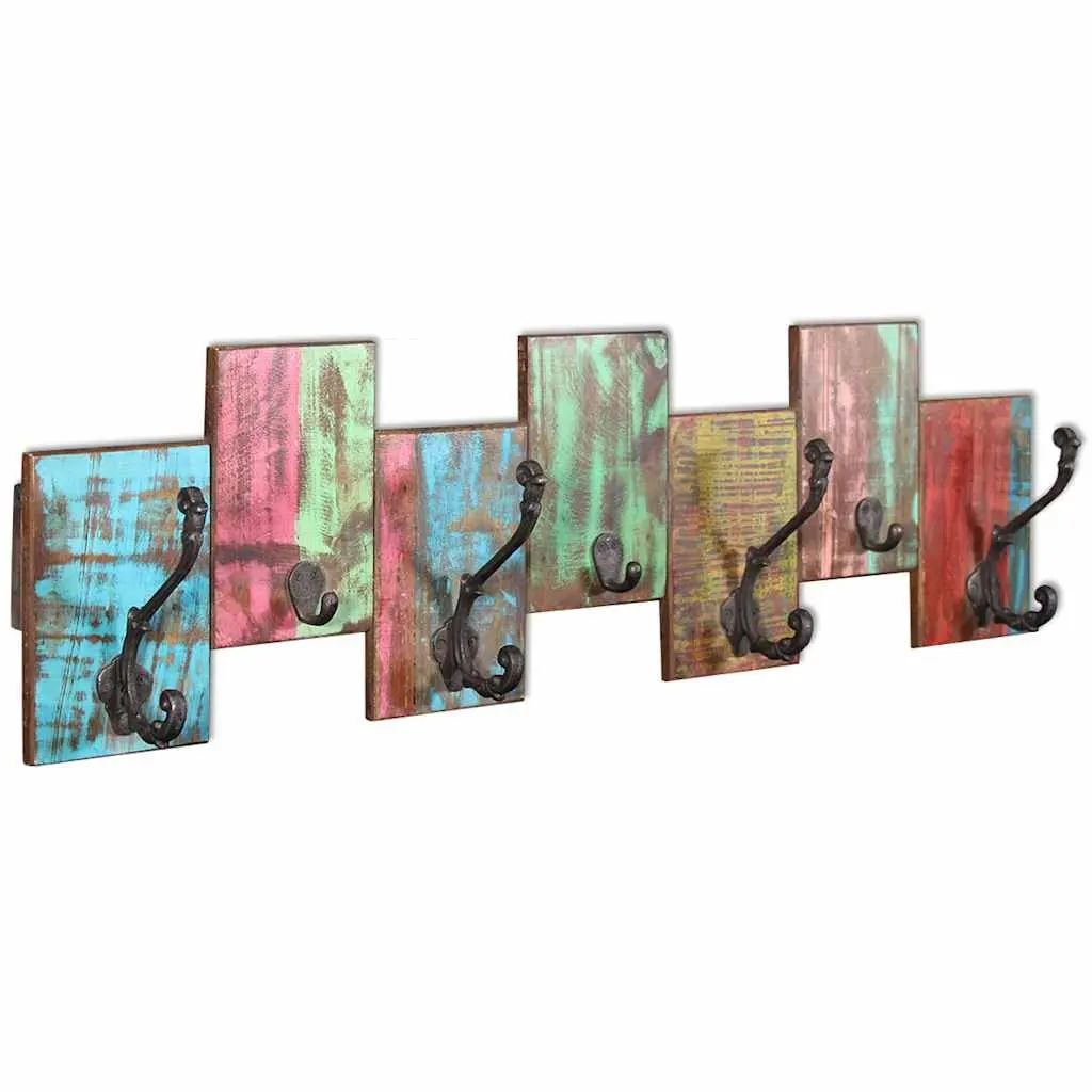Coat Rack Vintage Style Wall Mount 7 Hooks Solid Reclaimed Wood