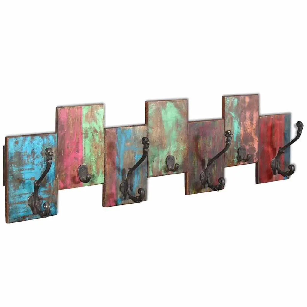 Coat Rack Vintage Style Wall Mount 7 Hooks Solid Reclaimed Wood