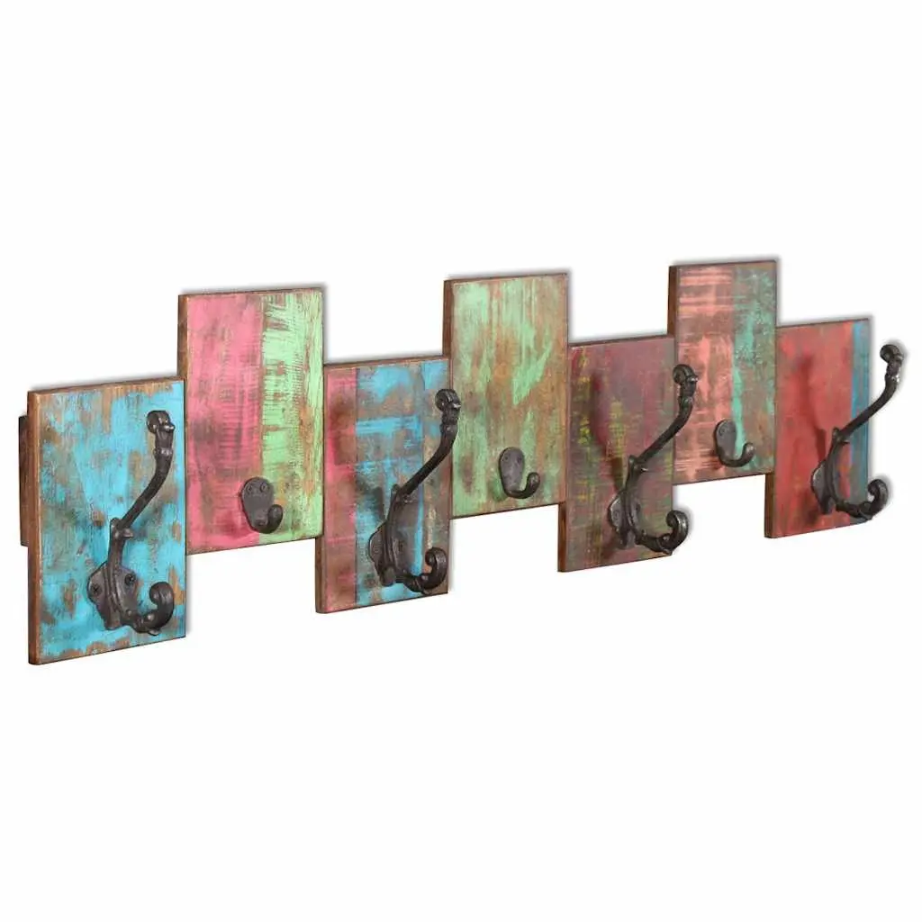 Coat Rack Vintage Style Wall Mount 7 Hooks Solid Reclaimed Wood
