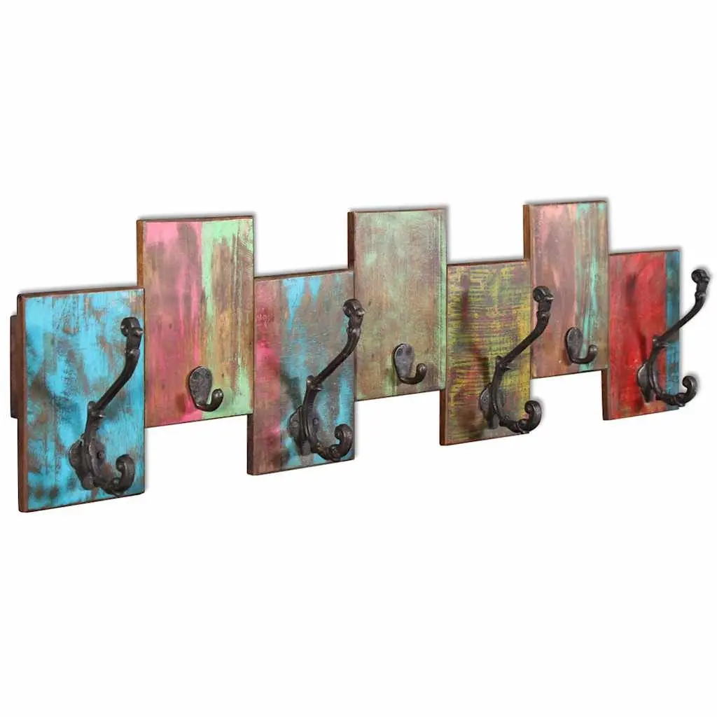 Coat Rack Vintage Style Wall Mount 7 Hooks Solid Reclaimed Wood
