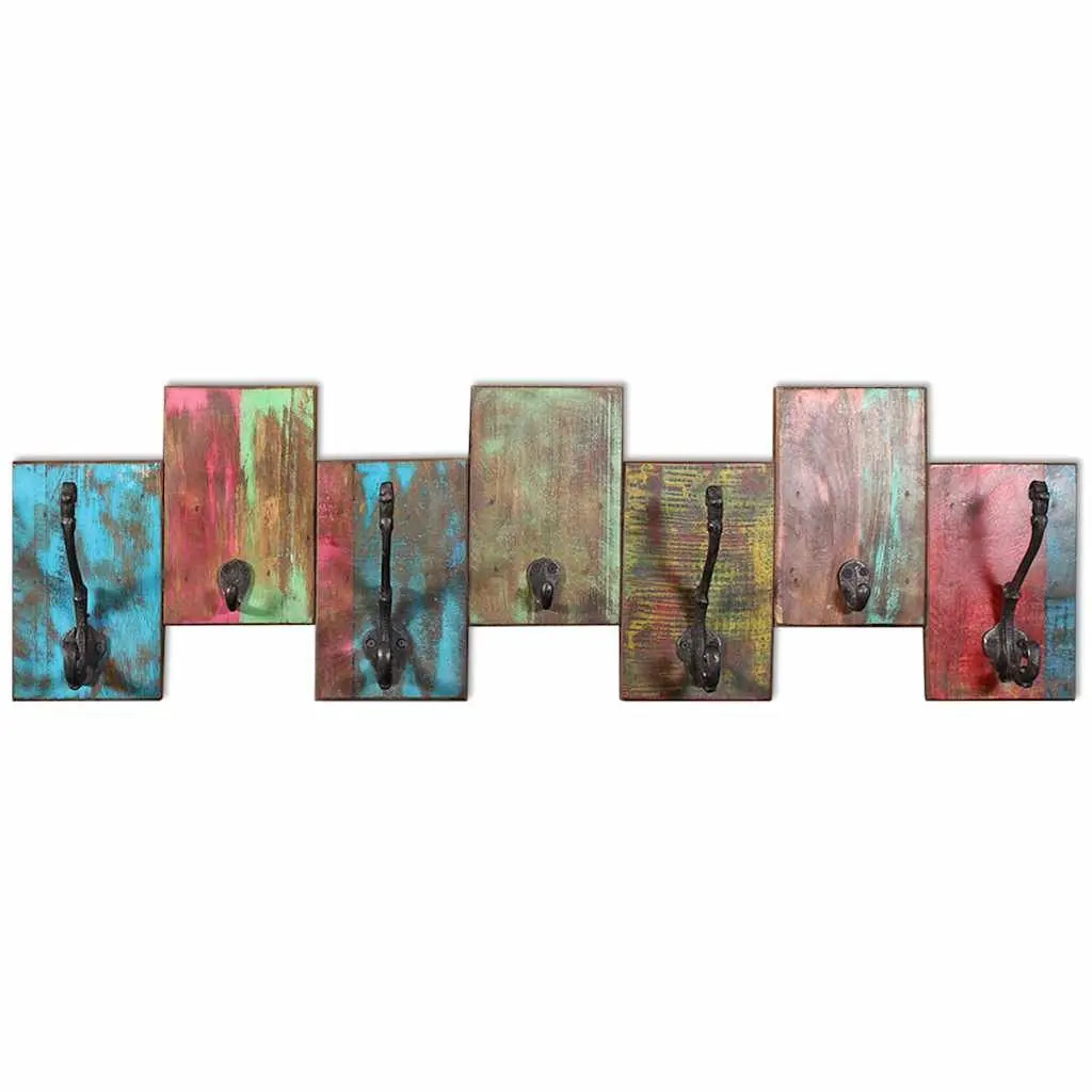 Coat Rack Vintage Style Wall Mount 7 Hooks Solid Reclaimed Wood