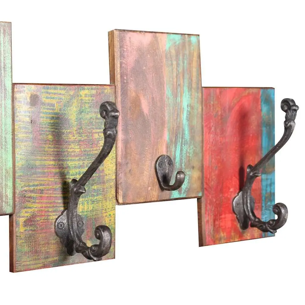 Coat Rack Vintage Style Wall Mount 7 Hooks Solid Reclaimed Wood
