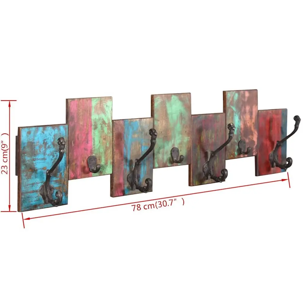 Coat Rack Vintage Style Wall Mount 7 Hooks Solid Reclaimed Wood